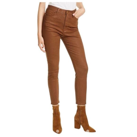 Frame Authentic Solid Brown Coated Ali Hugh Ride Cigarette Jeans Denim 26 - Picture 1 of 11